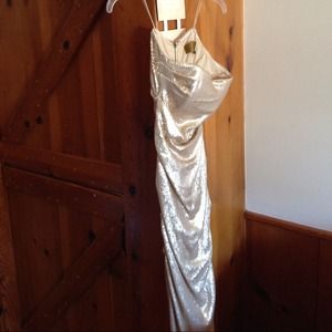 Nicole Miller Long Sequence Nude Gown