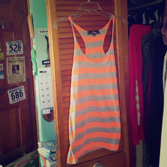 Bright Orange and Grey Tank Top