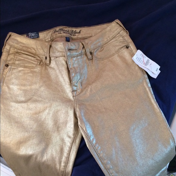 Metallic gold jeans! Never worn. From pacsun