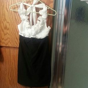 Sm. halter white and black penciled skirt dress.