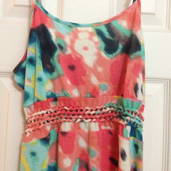 Floral high-low dress with braided empire waist - Picture 2 of 4