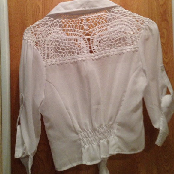 White sheer chiffon blouse - Picture 2 of 2