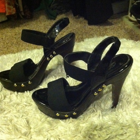 Black strap high heels