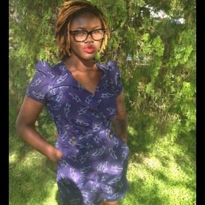 Vintage Inspired Sparrow Dark blue Romper