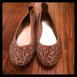 Tan beaded flats
