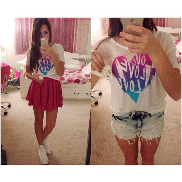 Bethany Mota Dresses & Skirts - Bethany Mota Pink Circle Skirt & Love Tee