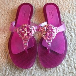 Authentic Pink coach jelly sandals