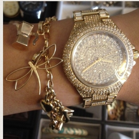 michael kors gold crystal watch