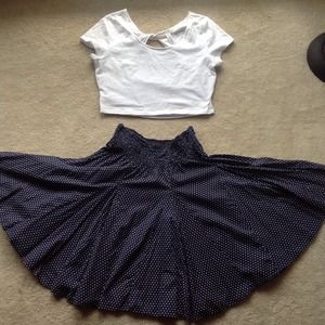 Navy blue polka dot skirt
