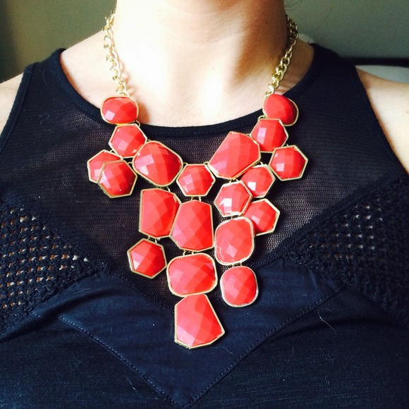 Beautiful red and gold statement necklace.