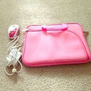 Laptop case, charger, mouse
