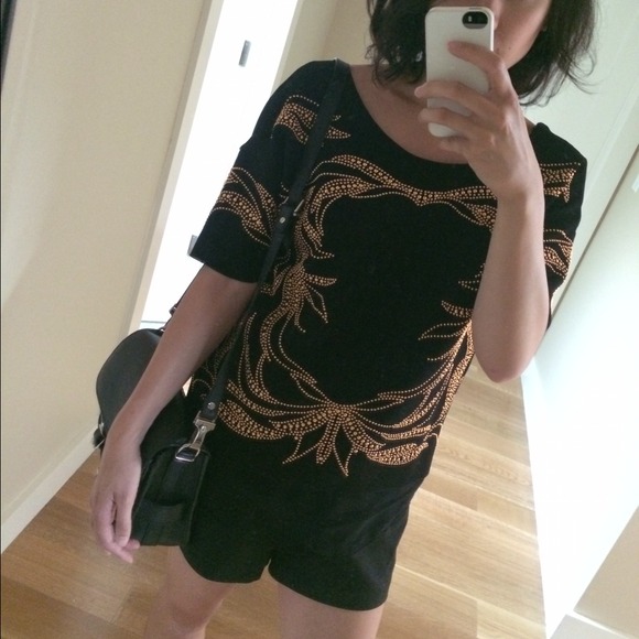 Zara Tops - Zara gold studded black top