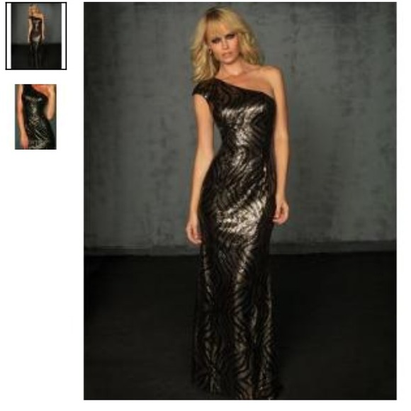 🎉SOLD🎉 Night Moves Black and Gold Gown