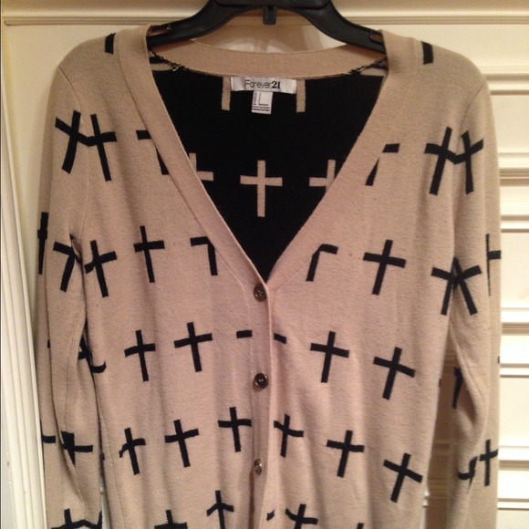 XXI Beige and Black Cross Cardigan! 😻