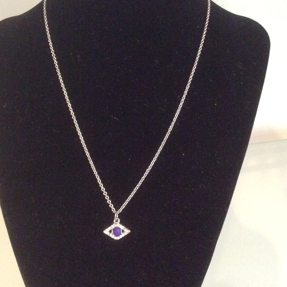 16" Diamond and Blue Sapphire Necklace - Picture 2 of 4