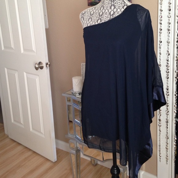 Beautiful dark blue one shoulder dress