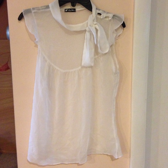 Sheer White Ribbon Top