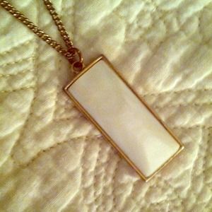 White Rectangular Stone Necklace