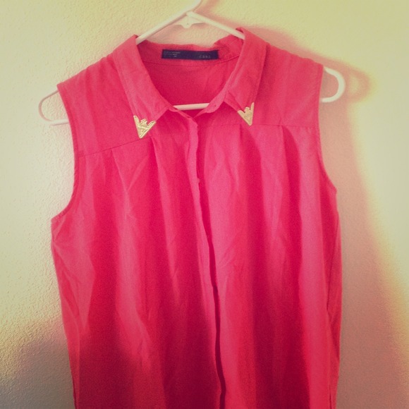Zara Collared Pink Tank