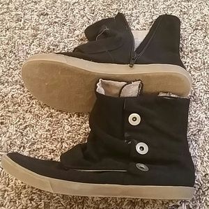 Black ankle zip up booties