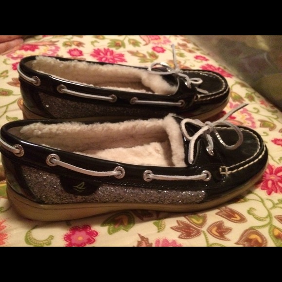 Sparkly blue and silver Sperrys