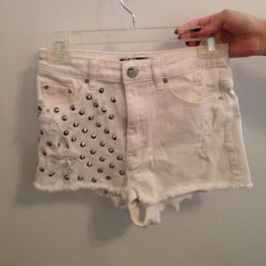 Urban Outfitters studded high waisted white shorts