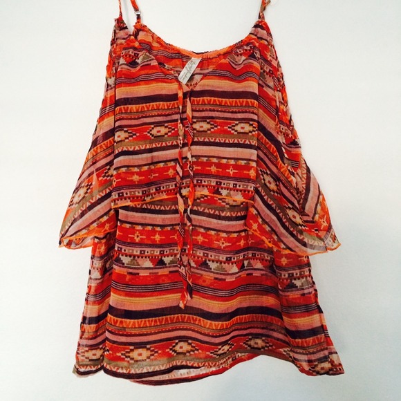 Gypsy Junkies poly sheer tribal flowy tank