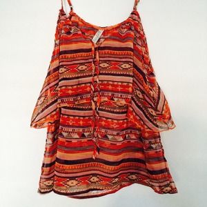 Gypsy Junkies poly sheer tribal flowy tank