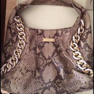 Michael Kors Snakeskin Leather Hobo Handbag