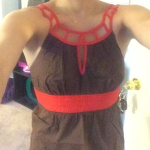 Brown and dark orange summer top.