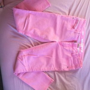 Neon pink cropped jeans