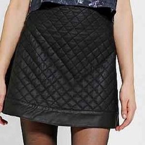 SparkleFade Quilted Vegan Leather black Mini Skirt