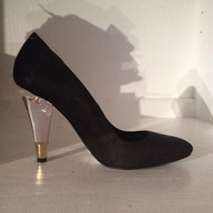 Modern Black High Heel Pumps with Lucite Heel