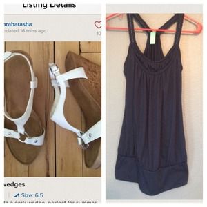 White wedges & navy blue tank bundle