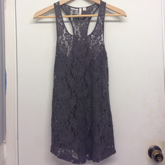 dark grey / taupe lacey top