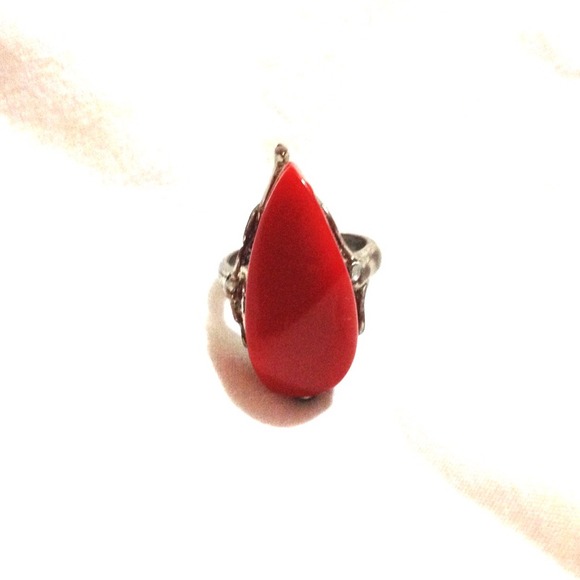 Faux red coral ring