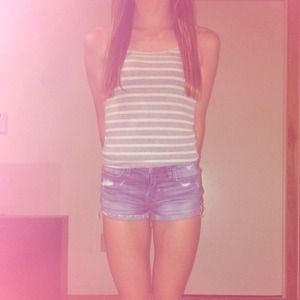 Gray and White Striped Tank Top.