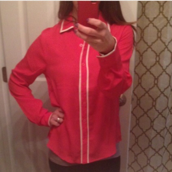 Coral button up blouse