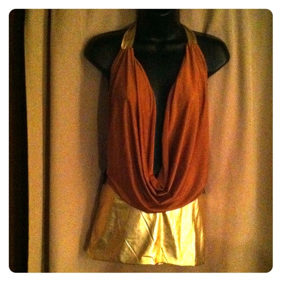 Bronze & gold dress with matching thong NWOT