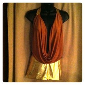 Bronze & gold dress with matching thong NWOT