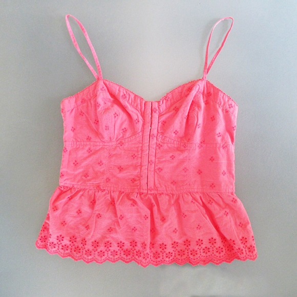 American Eagle Outfitters Tops - Coral eyelet lace peplum tank American Eagle Outfitters Tops - Coral eyelet lace peplum tank