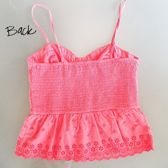 American Eagle Outfitters Tops - Coral eyelet lace peplum tank American Eagle Outfitters Tops - Coral eyelet lace peplum tank