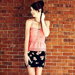 American Eagle Outfitters Tops - Coral eyelet lace peplum tank American Eagle Outfitters Tops - Coral eyelet lace peplum tank