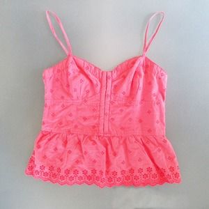 American Eagle Outfitters Tops - Coral eyelet lace peplum tank American Eagle Outfitters Tops - Coral eyelet lace peplum tank