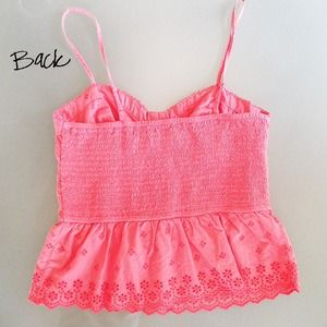 American Eagle Outfitters Tops - Coral eyelet lace peplum tank American Eagle Outfitters Tops - Coral eyelet lace peplum tank