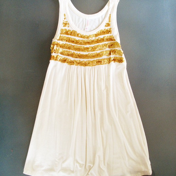 Xhilaration Dresses - Off white dress with gold sequin stripes Xhilaration Dresses - Off white dress with gold sequin stripes