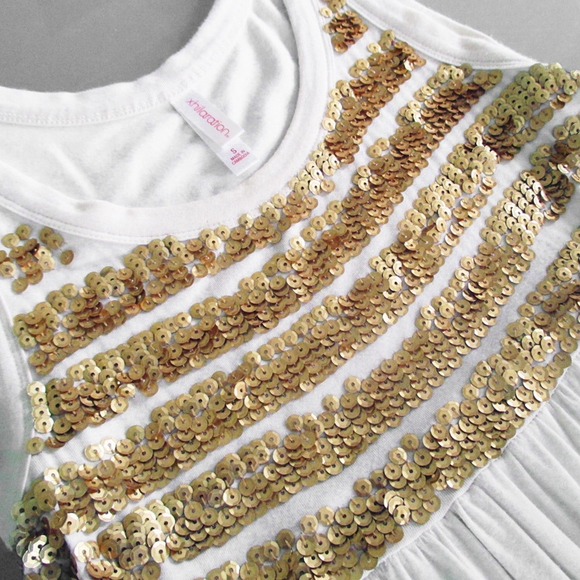 Xhilaration Dresses - Off white dress with gold sequin stripes Xhilaration Dresses - Off white dress with gold sequin stripes