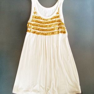 Xhilaration Dresses - Off white dress with gold sequin stripes Xhilaration Dresses - Off white dress with gold sequin stripes