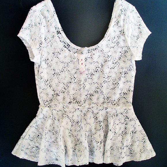 No Boundries Tops - White lace peplum top No Boundries Tops - White lace peplum top