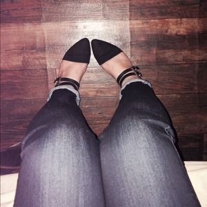 Black strappy flats